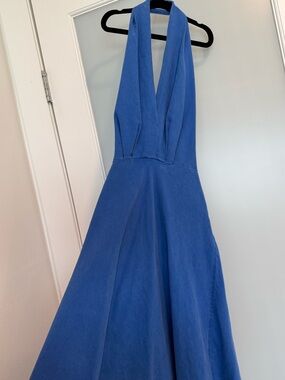 Zara Cobalt Blue Halter Midi / Maxi Dress (adjustable back and zipper sides)